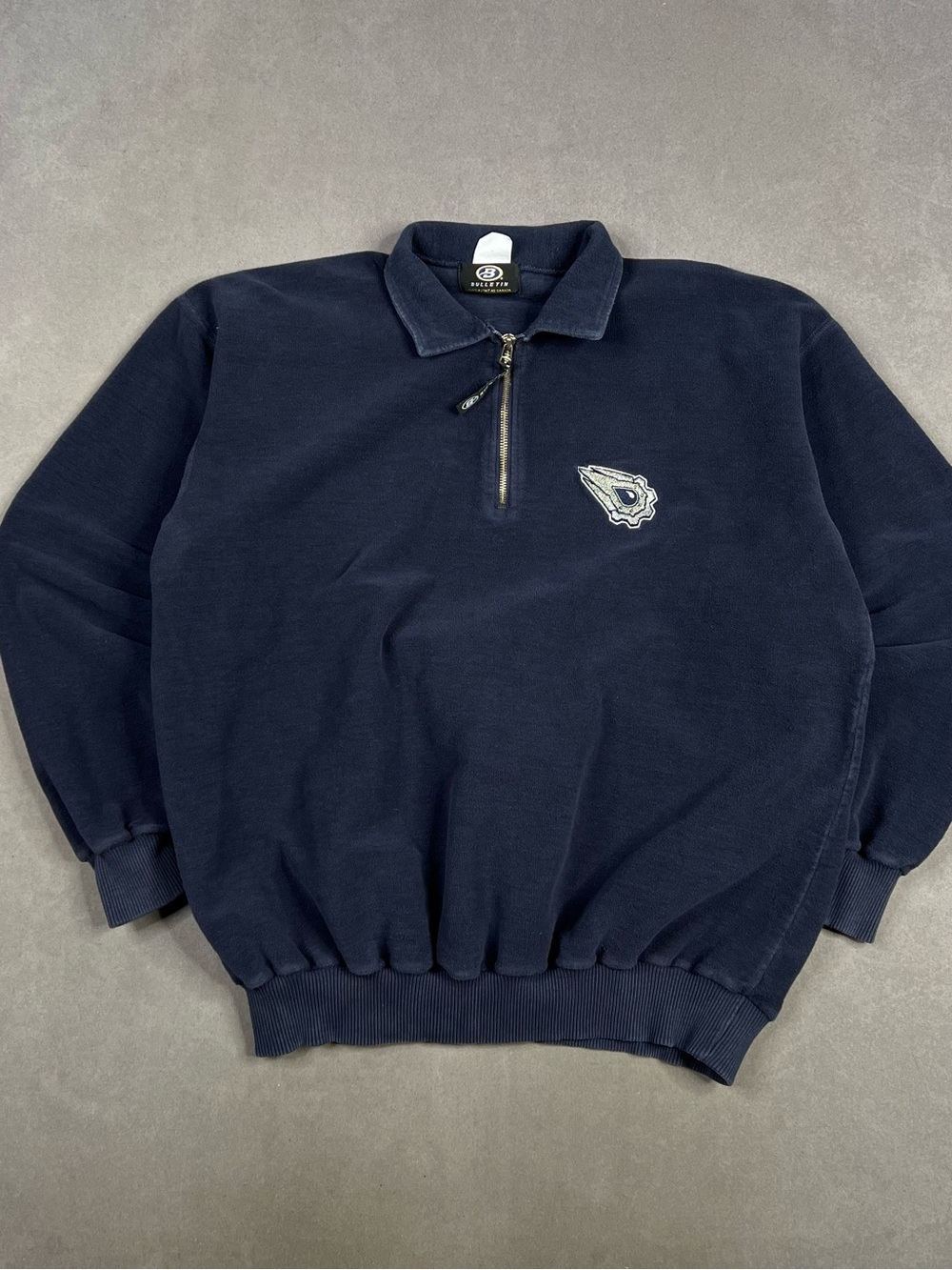 Vintage NHL Edmonton Oilers Navy Zip-Up Pullover with Embroidered Crest
